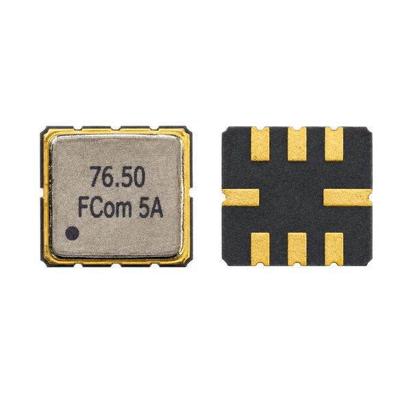 FCom FSF-5050-76M5 76.5 MHz IF SAW filter, top and bottom views